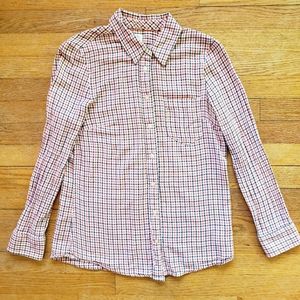GAP Plaid Button Down Collar Shirt orange blue fall colors classic prep Small S